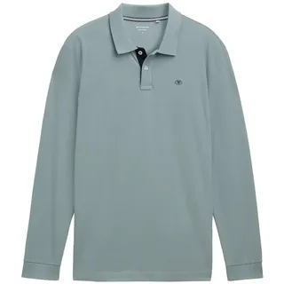 Tom Tailor Herren Langärmliges Piqué Poloshirt, grün, Uni, Gr. XXXL