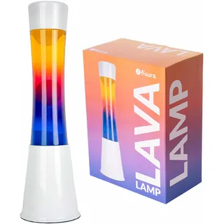 Fisura - Mehrfarbige Lavalampe. Weißer Sockel und Glas mit mehrfarbigem Farbverlaufseffekt. Lampe mit Entspannungseffekt. Mit Ersatzbirne. 11 zentimeter x 11 zentimeter x 39,5 zentimeter.