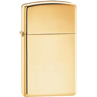 Zippo Sturmfeuerzeug - High Polished Brass Slim, Base Model - Nachfüllbar - Wiederverwendbar - Windfestes Design - Geschenkbox - Made in USA