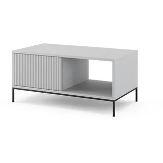 Vicco Couchtisch Eliza 90 x 50 cm, Grau, moderner Wohnzimmertisch mit Schublade