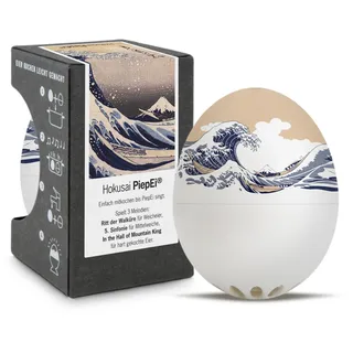 Hokusai PiepEi - Singende Eieruhr zum Mitkochen - Eierkocher für 3 Härtegrade - Die große Welle vor Kanagawa - Lustiges Kochei - Musik Eggtimer - Brainstream