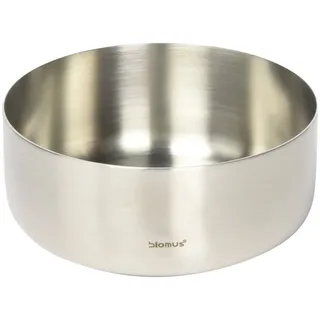 blomus -BASIC- Snackschale M aus mattiertem Edelstahl, Servierschale Dip-Schale, Deko-Schüssel für Dessert, Obst, Sauce für Beilage, spülmaschinengeeignet (H / B / T: 4 x 10 x 10 cm, Edelstahl, 63634)