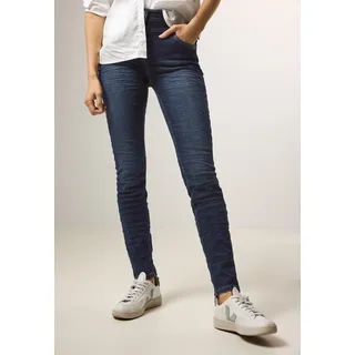 Slim-fit-Jeans CECIL "Style Vicky", Damen, Gr. 31, Länge 32, blau (mid blau wash), Denim/Jeans, Obermaterial: 88% Baumwolle, 9% Elastomultiester, 3% Elasthan, slim fit knöchellang, Jeans Slim-fit-Jeans, in blauer Waschung, Topseller