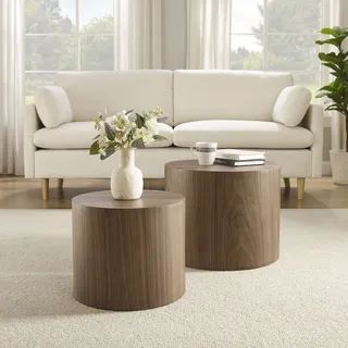 SalesFever Couchtisch rund Braun Walnuss 48 x 38 cm
