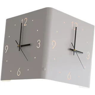 Fenteer Doppelseitige Moderne Wanduhr Wanduhr Wandhalterung Ruhige Innendekoration mit Leichtem Ornament für Wohnzimmer Home Schlafzimmer, Weiß
