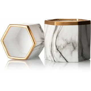 HowHomely Blumentopf Sona aus Keramik weiß Marbling gold Pflanztopf Matt 12cm