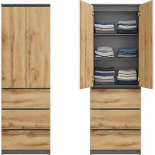 home collective Mehrzweckschrank 50 x 180,5 x 40 cm Anthrazit/Eichefarben