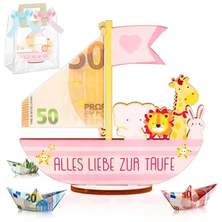 Taufgeschenke für Mädchen Junge, Geldgeschenk zur Taufe Doppelseitiger Farbdruck Arche Noah Holz Boot, Konfirmation Geschenk zur Taufe Junge Mädchen für Kommunion Geburtstag
