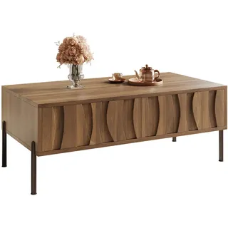 Flieks Couchtisch Retro 105cm modern Wohnzimmer Tisch , Naturfarben , Holzwerkstoff , 55x41x105 cm , Wohnzimmer, Wohnzimmertische, Couchtische