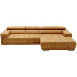 Beldomo Speed Ecksofa , Currygelb , Leder , Echtleder , Semi-Anilinleder , Uni , Ottomane rechts, L-Form , 335x190 cm , Goldenes M , Typenauswahl, Lederauswahl, seitenverkehrt erhältlich, Rückenfutter , Wohnzimmer, Sofas & Couches, Wohnlandschaften, Ecksofas