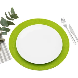 FILU Platzsets aus Filz 4er-Pack Hellgrün rund (Farbe und Form wählbar) 35 cm Durchmesser