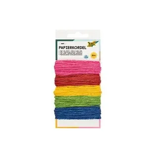 folia Kordel Papier farbig rauh pink, rot, gelb, grün, blau; 3,0 mm x 5x 5,0 m