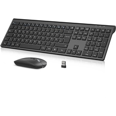 cimetech Tastatur Maus Set Kabellos, 2.4G Wiederaufladbare Kabellose Tastatur Ergonomisch Funktastatur QWERTZ Layout (Deutsch), Ultra Thin für Computer/Desktop/PC/Laptop/Windows 10/8/7