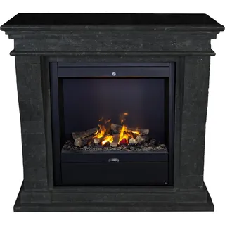 Xaralyn Wasserdampf-Kamin - Kreta Mini EAL-SBU - schwarz Naturstein - 1500 Watt Heizung - mit Fernbedienung - Opti-Myst Elektrokamin - Kaminsims inklusive Einbaukamin - Dekokamin