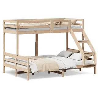 vidaXL Etagenbett 90x200/140x200 cm Massivholz Kiefer - Braun