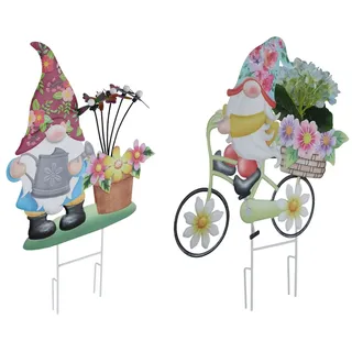 bmf-versand Solarleuchte Garten Gartenzwerg Lustig 2er Set Solarlampe Außenlampe Solar - Bunt