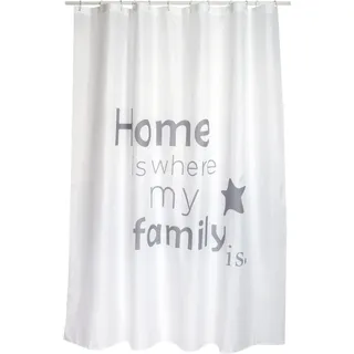 MSV Duschvorhang Home Polyester 180 cm x 200 cm Weiß-Grau