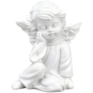 LifgWas Wetterfeste Grabengel Figur aus Kunstharz, Kleine Schlafende Engelsstatue (5,5 x 6,5 cm) für Gartendekoration & Grab - Weißer Schutzengel als Deko für Drinnen und Draußen