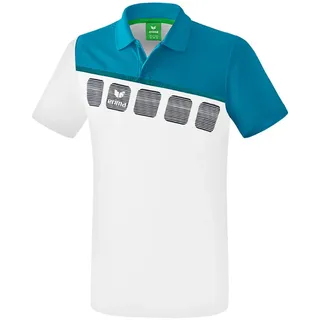 Erima 5-C Poloshirt weiß/oriental blue/colonial blue, M