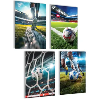 mojoliving Fussball Poster Set Fussball Geschenke Jungen Fussball Deko Fussball Kinderzimmer Fußball Bilder Poster Fußball Geschenk Fussball Junge Fußball Geschenke für Jungs Fussball Geburtstag