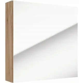 DEFTRANS Badezimmerschrank mit Spiegel 60x50x15cm schmal hängend Eiche Handwerk Salsa