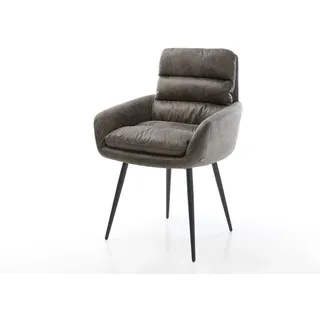 Esszimmerstuhl Abelia-Flex mit Armlehnen Mikrofaser Grau Antik 4-Fuß konisch Schwarz