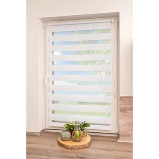 K-home Doppelrollo Klemmfix verspannt ohne Bohren Weiß 75 x 200 cm (BxH)