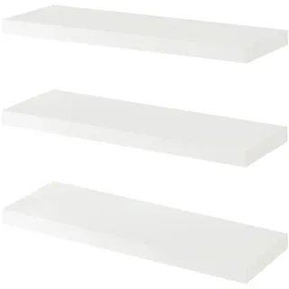 [en.casa] Wandregal-Set 3 Tlg. Stranda , Weiß , Holzwerkstoff, Metall , Rechteckig , 60x3.5x20 cm , Wohnzimmer, Regale, Wandregale