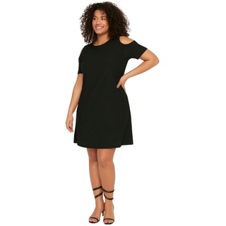 TRENDYOL Damen Mini A-line Regular Plus Size Dress Kleid, Schwarz, XL Große Größen EU