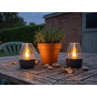 2er Set LED Solarleuchte Deko Windlicht Gartenbeleuchtung Terrasse Balkon, H 9cm