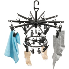Hausfelder Wäschetrockner Set faltbar, Socken Aufhänger für Wäscheständer, Wäschespinne klein aus Kunststoff zum Aufhängen mit 1x 20 und 1 x 10 Wäscheklammern