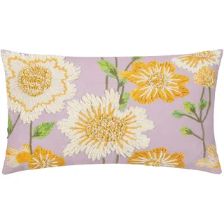 Wylder Nature Chrysantha Kissen mit Blumenmuster, Baumwolle, Bestickt, Polyester, Flieder