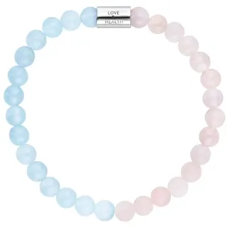 Engelsrufer Damen Stretch-Armband mehrfarbig aus Sterling Silber mit 28 echten Edelstein Perlen Größe S