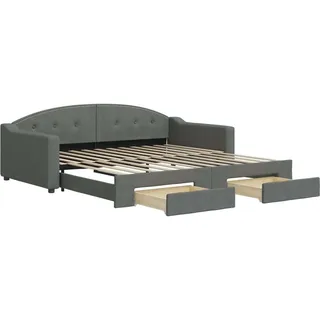 vidaXL Tagesbett Ausziehbar mit Schubladen Dunkelgrau 100x200 cm Stoff - Grau
