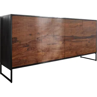 DeLife Sideboard Vaag 170 cm Sheesham Natur Mango Schwarz 4 Türen