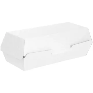 50 Stück Muscheln "Hot Dog" 'Thepack' 230 g/m2 23,2 x 9 x 6,3 cm, Weiß, Nano-Micro