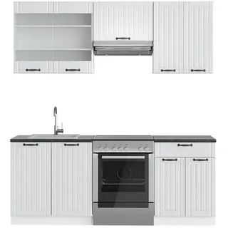 Vicco Küchenzeile Fame-Line 200 cm Weiß Landhaus