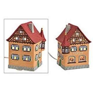 Dekohaus , Orange, Rot , Keramik , Haus , 13x17x12 cm , Dekoration, Dekofiguren & Skulpturen, Dekoobjekte