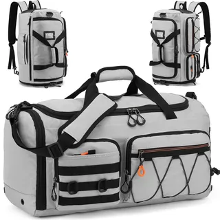 TUGUAN Sporttasche Rucksack Herren 45L Reisetasche mit Schuhfach Nassfach | 3 IN 1 Trainingstasche als Sportrucksack Wasserabweisend Fitness Tasche für Gym, Sauna, Reisen, Weekender, Grau