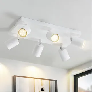 ZMH Deckenleuchte Weiß Deckenstrahler LED: Deckenlampe 6 Flammig GU10 Strahler Deckenspots Industrial 350°Schwenkbar Modern Küchenlampe für Wohnzimmer Schlafzimmer Esszimmer - Ohne Leuchtmittel