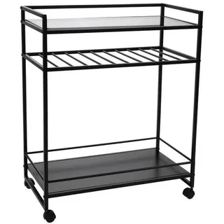 m2 Servierwagen , Schwarz , Metall , rechteckig , eckig , 37x86x70 cm , einfacher Aufbau , Esszimmer, Barmöbel, Barwagen