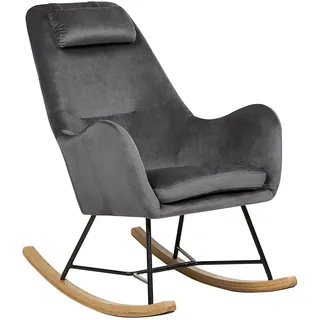 Beliani Schaukelsessel Samtstoff Dunkelgrau Arrie , Textil , 48x116x92 cm , Wohnzimmer, Sessel, Schaukelstühle