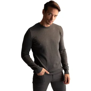 DeFacto Herren Strick Pullover Langarm Rundhalsausschnitt Sweater - Slim fit Pulli für Herren Oberteile Anthra,XL