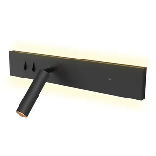 kalb I Avay Bett-Panel mit USB-C, Moderne LED Wandlampe, Flexibles Leselicht mit Lademöglichkeit, Nachtlicht für Schlafzimmer, Energiesparende USB-C Nachttischlampe & Spot schwarz (Rechte Seite)