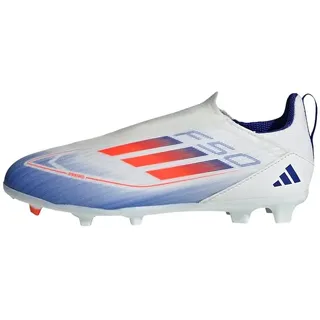 F50 League Laceless Kids FG/MG Cloud White / Solar Red / Lucid Blue 28