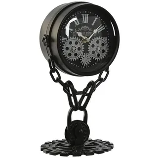 Home ESPRIT Tischuhr Schwarz Silber Metall Glas 18 x 17 x 33 cm