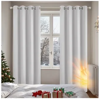 Deconovo Vorhänge Vorhang Verdunkelung Kälteschutz Gardinen Wohnzimmer Blickdicht Vorhang, 138x117 cm(HöhexBreite), Silber Grau, 2er Set