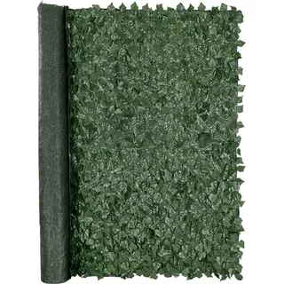 Efeu-Sichtschutzzaun, 1830 x 2440 mm Künstlicher grüner Wandschirm, Efeu-Zaun mit Netzgewebe-Rückseite und verstärkten Verbindungsstellen, Kunsthecken-Rankenblatt-Dekoration für den Garten, den Hof - Grün