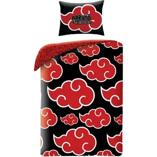 Naruto Bettbezug Rot/Schwarz 140 x 200 cm Baumwolle 70 x 90 cm - Rot, Schwarz