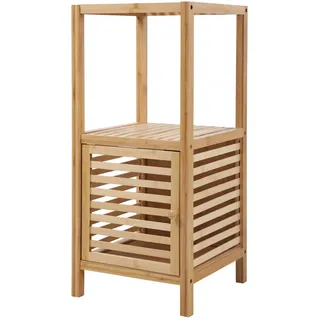 Svita Badregal Bambus S mit Tür freistehend , Beige , Holz , 35x80x35 cm , Badezimmer, Badezimmerregale, Badregale